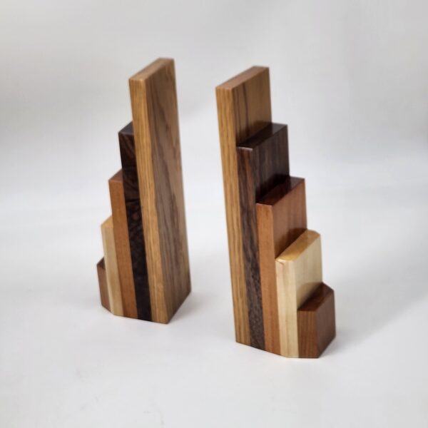 Stepped Wood Bookends