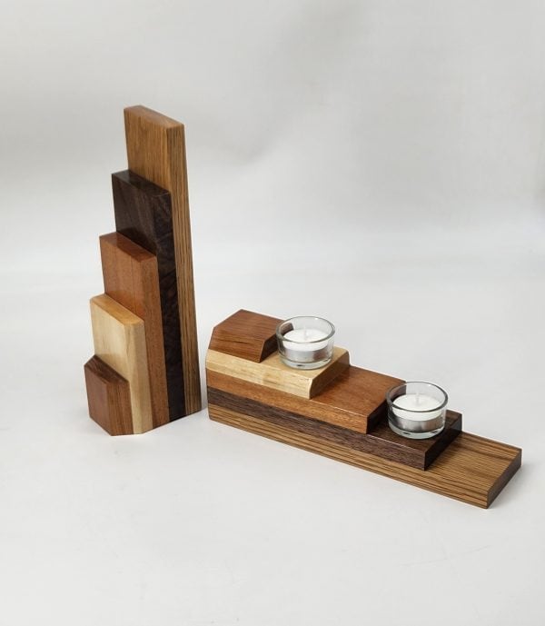 Stepped Wood Bookends
