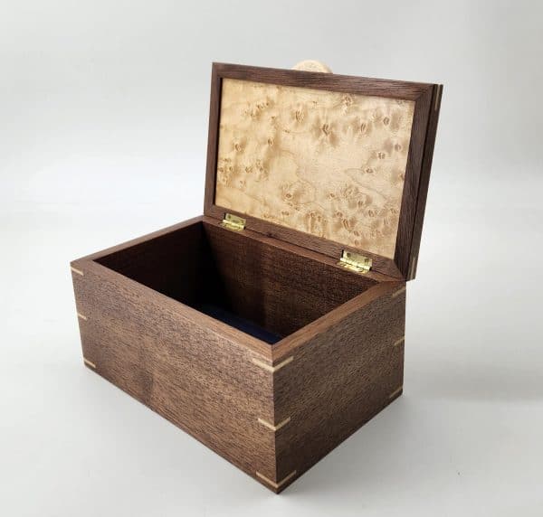 Personalized Engraving Walnut and Birdseye Maple Keepsake Box 8"L x 5"W x 4"H