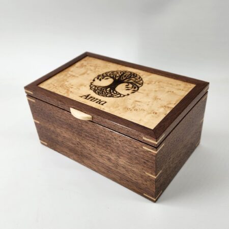 Personalized Engraving Walnut and Birdseye Maple Keepsake Box 8"L x 5"W x 4"H