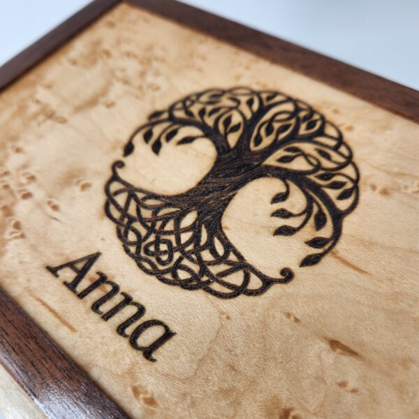 Personalized Engraving Walnut and Birdseye Maple Keepsake Box 8"L x 5"W x 4"H