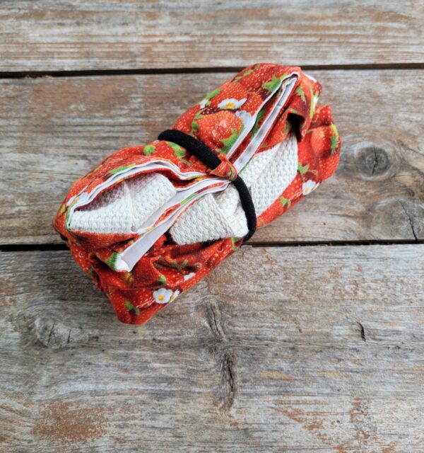 Reusable Cotton Shopping Bag for Purse, Strawberries
