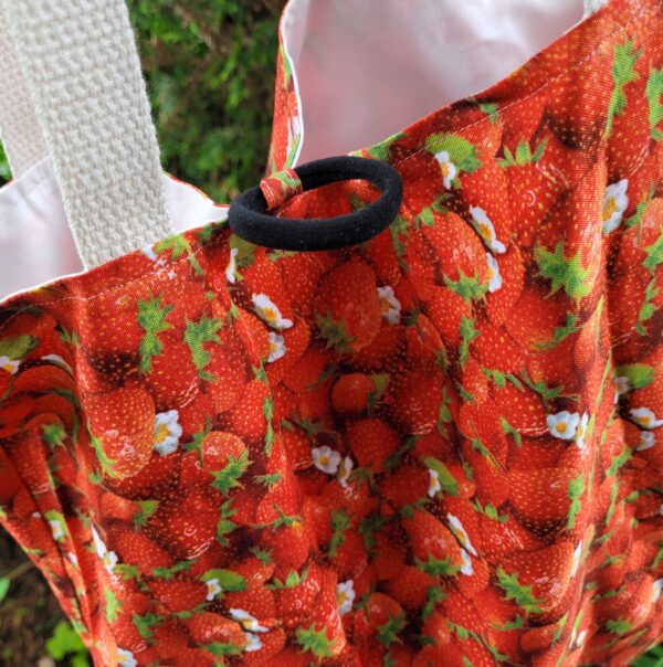 Reusable Cotton Shopping Bag for Purse, Strawberries