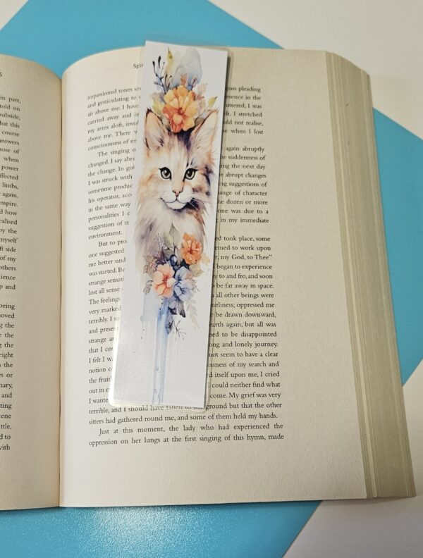 Set of 6 Water Colour Floral Cats Bookmarks for book lovers