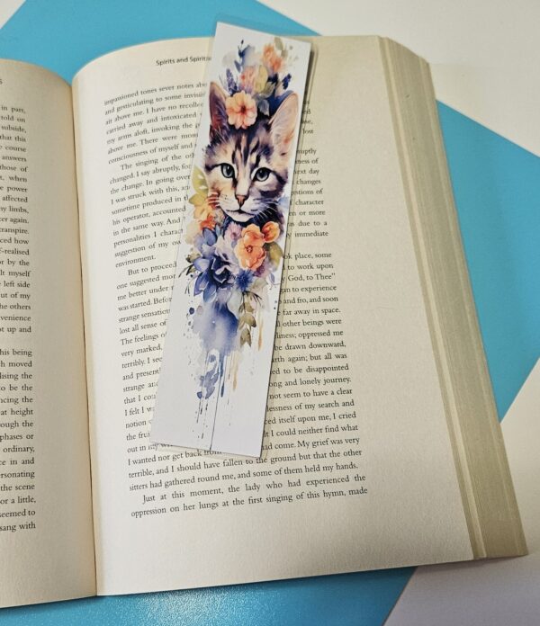 Set of 6 Water Colour Floral Cats Bookmarks for book lovers