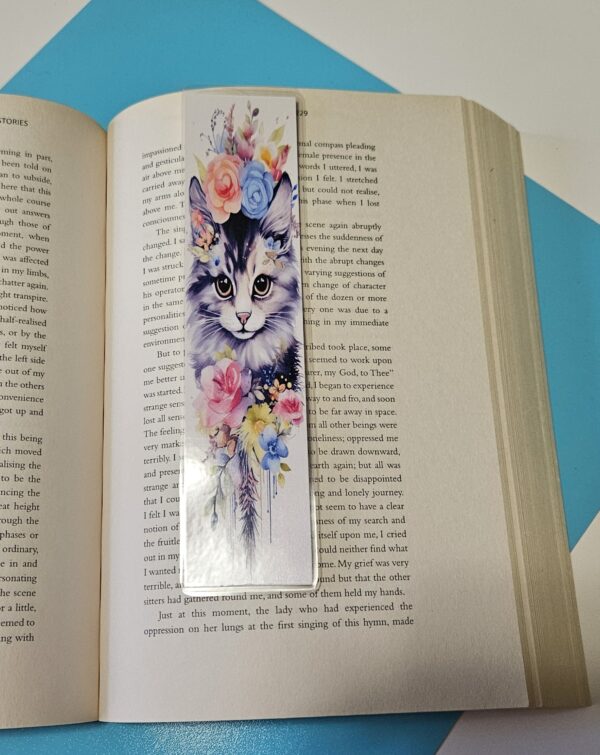 Set of 6 Water Colour Floral Cats Bookmarks for book lovers