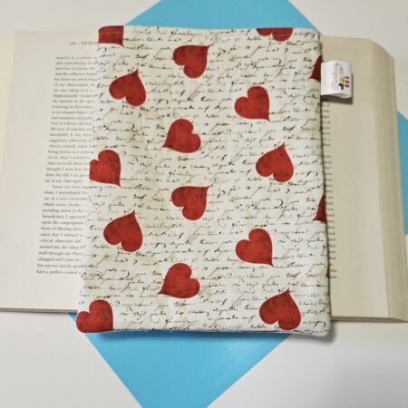 Romantic Hearts and Letter Book Sleeve for book lovers