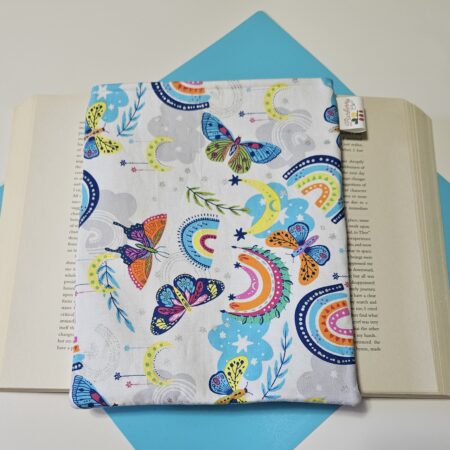 White Butterfly and Rainbows Book Sleeve for book lovers