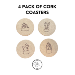 Succulent Cork Coasters- Set of 4