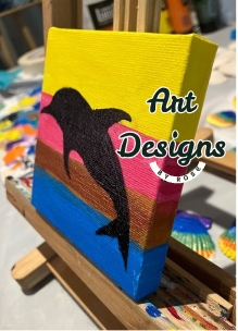 Dolphin, 4 x 4 Mini Original Acrylic Painting