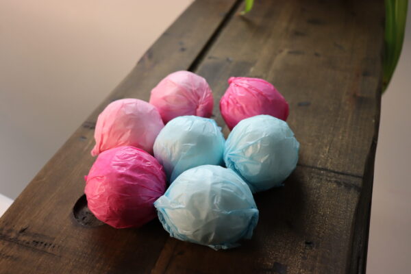 Baby Shower Bath Bomb Favors – Custom Small Bath Bombs (65g) – 12 Scents, Soft Tissue Wrap, Personalized Labels, Vegan & Eco-Friendly
