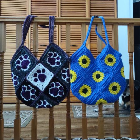 Crocheted Tote Bag zippered lining