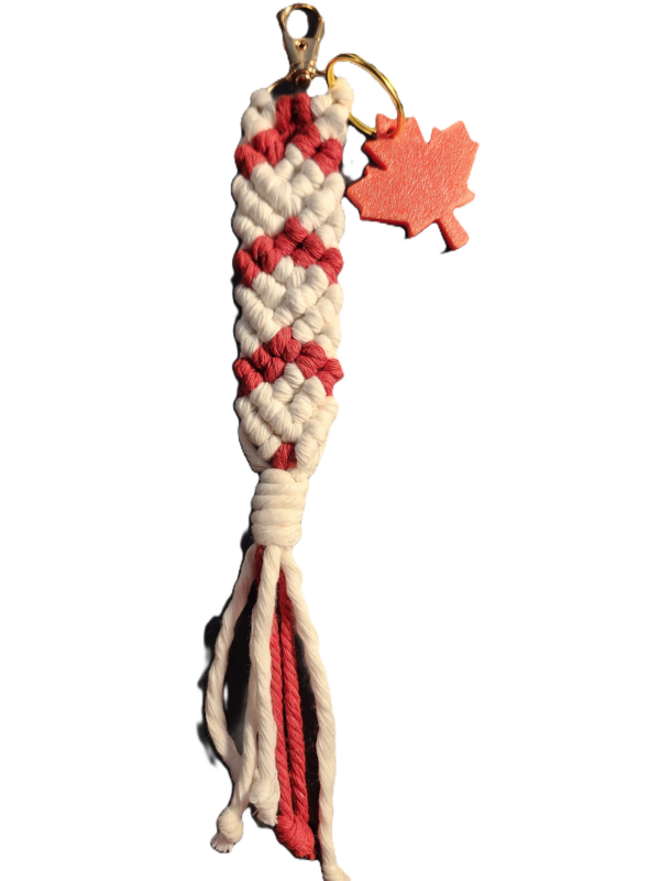 Macrame Keychain DIY Kit - Clove Hitch Red and White