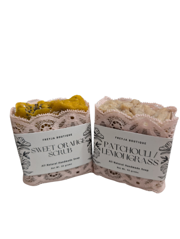 Handmade Soap Gift Set - Sweet Orange Scrub | Patchouli/Lemongrass