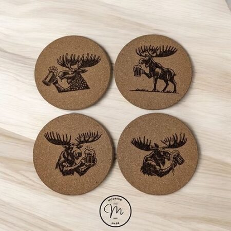 Boozy Moose Engraved Cork Coasters