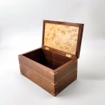 Walnut and Birdseye Maple Keepsake Box with removable trays and ring holder 8"L x 5"W x 4"H