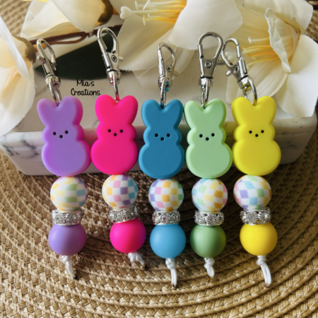 Easter Basket Tag | Easter Gift | Peeps Key Chain | Bunny Key Chain | Bunny Peep | Easter Basket Stuffers | Peep Bunny | Marshmallow Bunny |