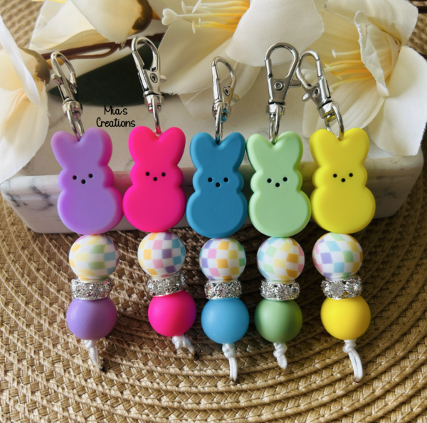 Easter Basket Tag | Easter Gift | Peeps Key Chain | Bunny Key Chain | Bunny Peep | Easter Basket Stuffers | Peep Bunny | Marshmallow Bunny |