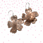 Copper Cherry Blossom Earrings – Handcrafted Nature-Inspired Jewelry