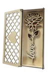 Wooden 2 tone love rose with decorative box