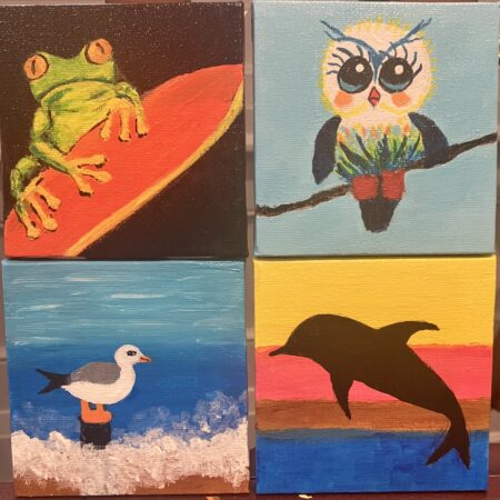 4 Mini Acrylic Paintings – Animals