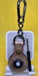 Brown Apple Air Tag Holder with Motorcycle Handcrafted from Premium Quality Veg-Tanned Leather