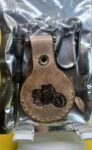 Brown Apple Air Tag Holder with Motorcycle Handcrafted from Premium Quality Veg-Tanned Leather