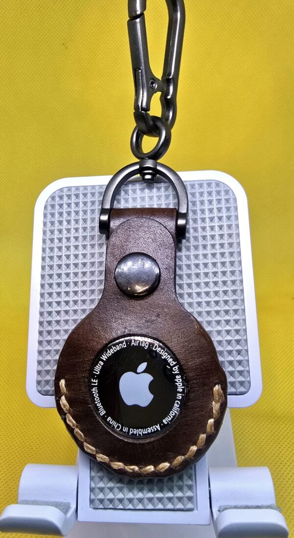 Brown Apple Air Tag Holder Handcrafted from Premium Quality Veg-Tanned Leather
