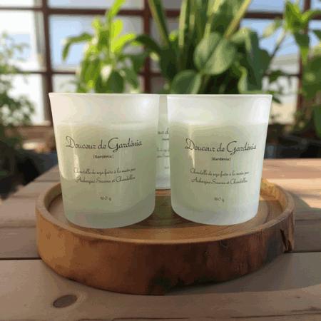 Gardenia scented candle / Bougie au Gardénia, 100% soy wax, 160 g.