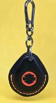 Black Premium Veg-tan Leather Harley Davidson Key Fob Case with Orange Stitching