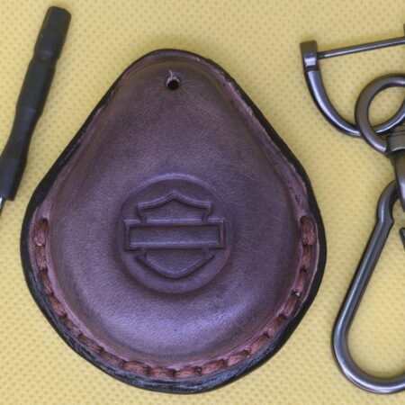 Mahogany Vegetable Tanned Leather Harley Davidson Key Fob Case