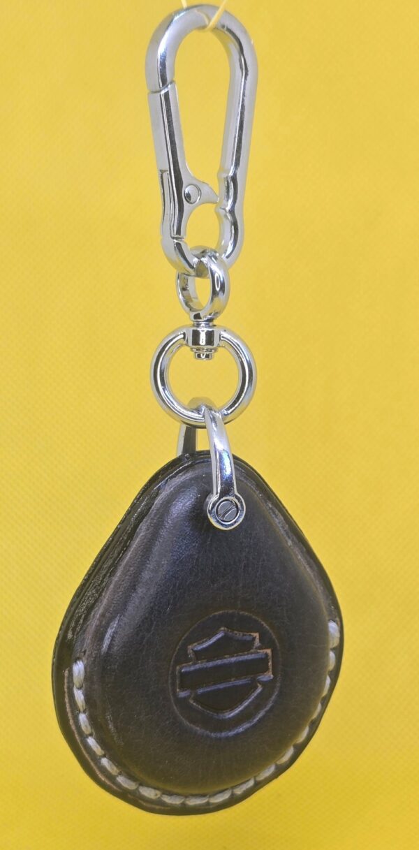 Charcoal Grey Vegetable Tanned Leather Harley Davidson Key Fob Case