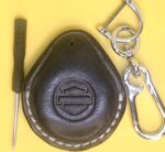 Charcoal Grey Vegetable Tanned Leather Harley Davidson Key Fob Case