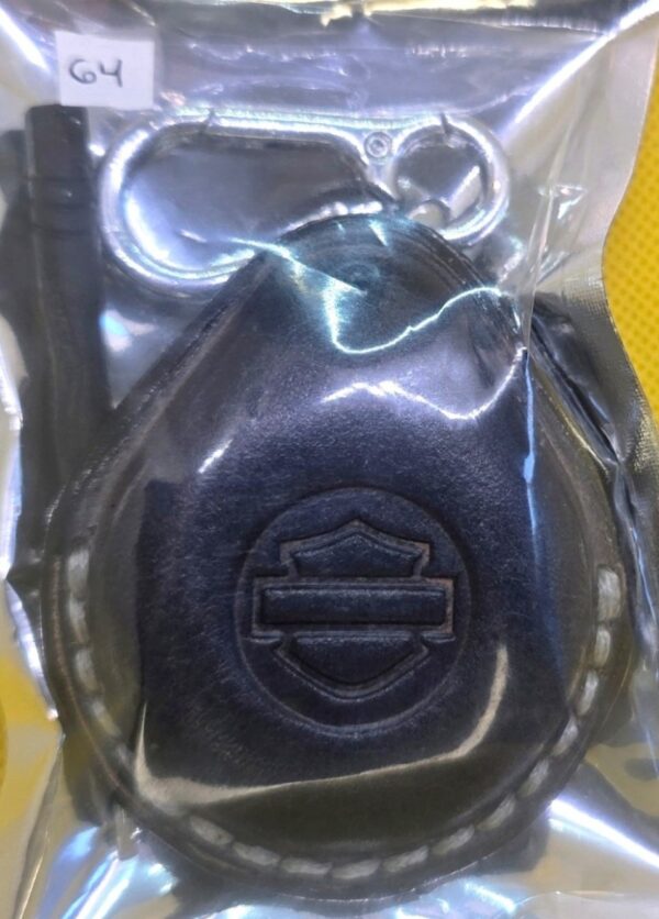 Charcoal Grey Vegetable Tanned Leather Harley Davidson Key Fob Case