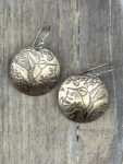 Handmade Round NuGold (Jewelers Bronze) Earrings Hummingbird Design – Boho Shabby Chic Dangles