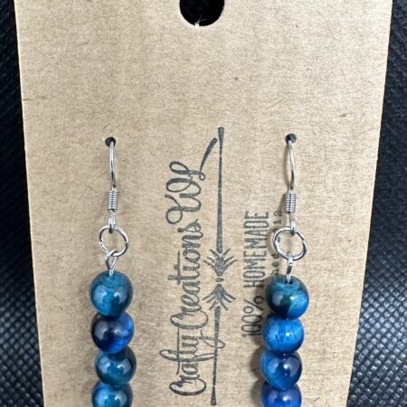 Beaded Earrings - Blue Cat's Eye