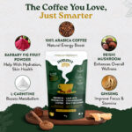 Dodjivi Functional Instant Mushroom Coffee – For Clarity, Calm Energy & Gut Support | With Reishi, Ginseng, Green Tea & Botanical Superfoods (18 Servings)
