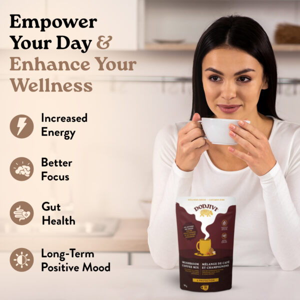 Dodjivi Instant Mushroom Coffee with Arabica, Lion’s Mane, Reishi, Chaga & Turkey Tail – A Nootropic Blend for Focus, Mental Clarity, Immunity, Gut Health & Stress Relief -18 Servings