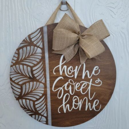 Wood Round Door Sign Home Sweet Home