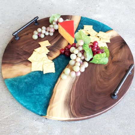 Round Walnut & Epoxy Charcuterie Boards