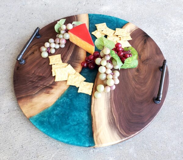 Round Walnut & Epoxy Resin Charcuterie Boards