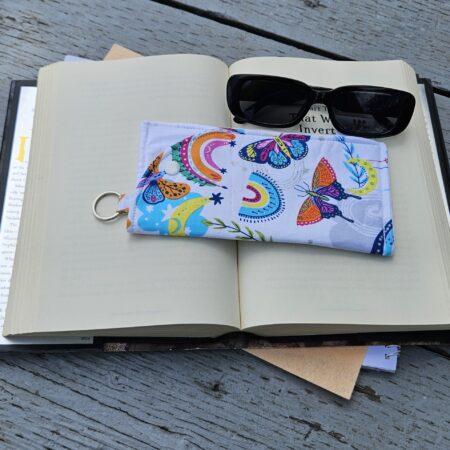 "Butterflies and Rainbows" Sunglasses and Eyeglasses Fabric Cases with keychain loop