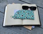"Blue Night Florals and Cats" Sunglasses and Eyeglasses Fabric Cases with keychain loop