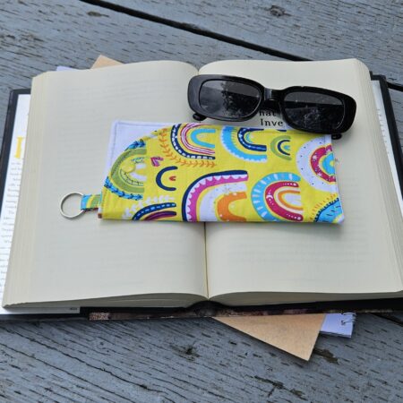 "Yellow Rainbows" Sunglasses or Eyeglasses Fabric Case with a keychain loop