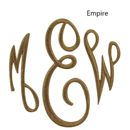 Empire embroidery font in gold