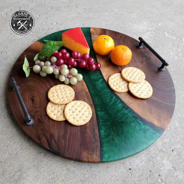 Round Walnut & Epoxy Resin Charcuterie Boards