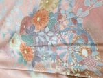 Kimono Jacket Long made of Japanese Vintage Kimono Fabric Antique Kimono Gown Kimono Robe Silk with Flower Print shining coral pink relaxing