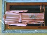 Kimono Jacket Long made of Japanese Vintage Kimono Fabric Antique Kimono Gown Kimono Robe Silk with Flower Print shining coral pink relaxing