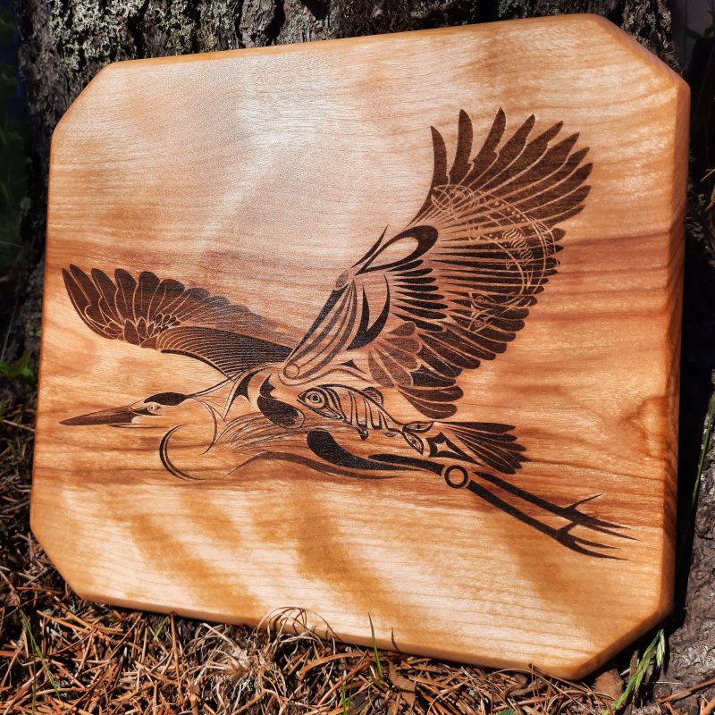 'Heron Song' wooden cutting board/charcuterie board