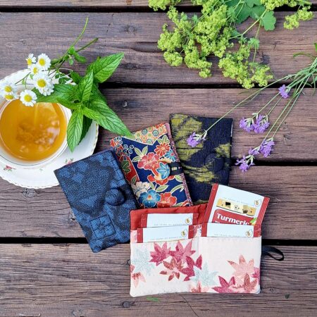 Japanese Kimono Fabric Tea Bag Holder – Travel Tea Wallet / Pouch – Handmade Gift for Tea Lovers